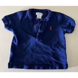 Ralph Lauren Blue Baby Boy Cotton Mesh Polo Shirt 12M